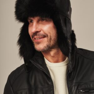Czapka skórzana C-14 czarna